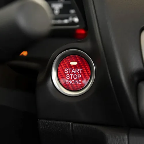 Miniatura 4 de QianBao Compatible con cubierta de botón de arranque y parada, de fibra de carbono, sin llave, para Mazda 3, 6, CX-5, MX-5, color rojo