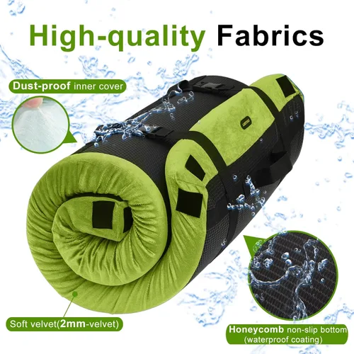 Miniatura 4 de Colchoneta de espuma viscoelástica para camping, colchón de piso grueso y cómodo para adultos con fondo impermeable y antideslizante, colchón Verde