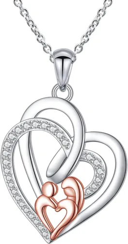 Miniatura 8 de Cadena de plata esterlina y dije de corazón y animal tierno con palabras grabadas, cadena de 18 pulgadas, para mujeres y niñas