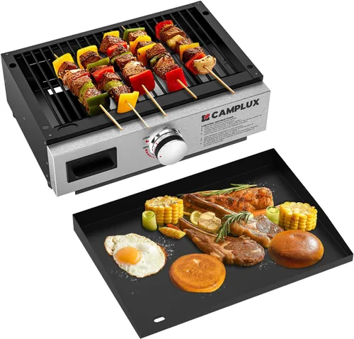 Miniatura 10 de Camplux Parrilla de Propano de Gas, Estación de Parrilla Plana para Cocina, Acampar, Exteriores, Mesa - Parrilla BBQ de Acero Inoxidable