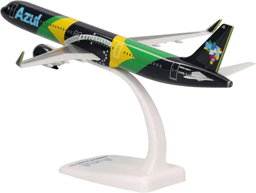 Miniatura 5 de Herpa Airplane Model Airbus A321neo Azul Bandera Brasileña a Escala de 1:200, Miniatura de Plástico con pedastal, Edificio Modelo, Edición