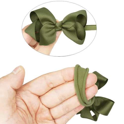 Miniatura 5 de CellElection Diademas para bebés y niñas, 25 colores, cinta de grogrén de 3 pulgadas, lazos pequeños de nailon, bandas elásticas de nailon suave