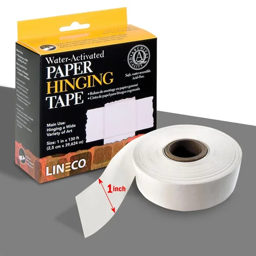 Miniatura 3 de Lineco, Archival - Cinta adhesiva de papel activado por agua, sin ácidos con pH neutro, para bisagras de fotos artísticas, 1 pulgada x 130 pies