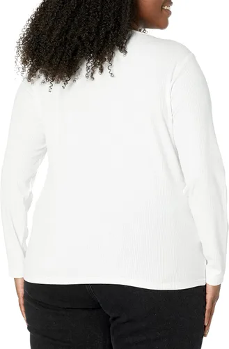 Miniatura 7 de Tienda Essentials Cuello redondo de punto acanalado de manga larga para mujer, ajuste delgado, paquete de 2