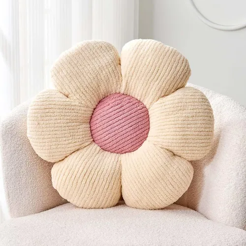 Kcvvcr Almohada Decorativa de Flores, Almohada de Suelo Suave Blanca con Forma de 14.9" para Decoración del Hogar, Lindas Almohadas Decorativas de
