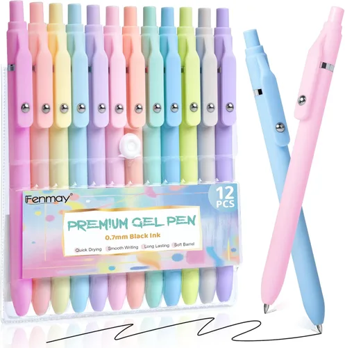 Miniatura 9 de Fenmay Bolígrafos de gel, juego de 12 bolígrafos de punta fina de 0,5 mm, estéticos, de secado rápido, sin manchas, escritura suave, agarre cómodo