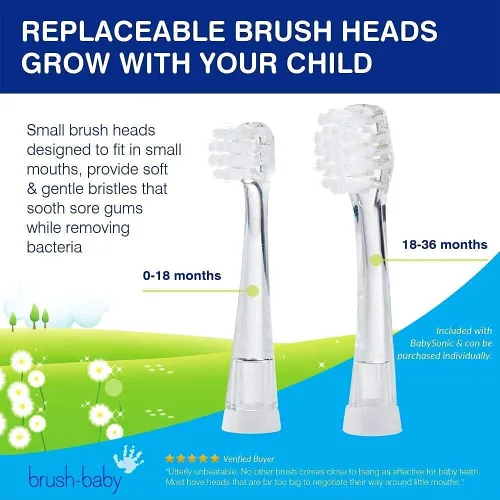Miniatura 7 de Brush-Baby - Cepillo de dientes eléctrico BabySonic Azul, 0-36 meses - Cepillo suave y suavemente vibrante para encías sensibles y dientes nuevos