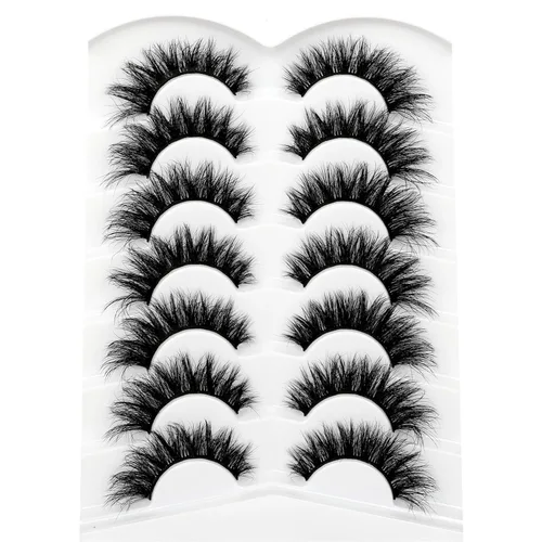 Miniatura 715 de Pooplunch - Pestañas postizas finas de visón sintético, estilo ojo de gato, naturales, cruzadas, tipo racimo, efecto 8D de volumen, tiras