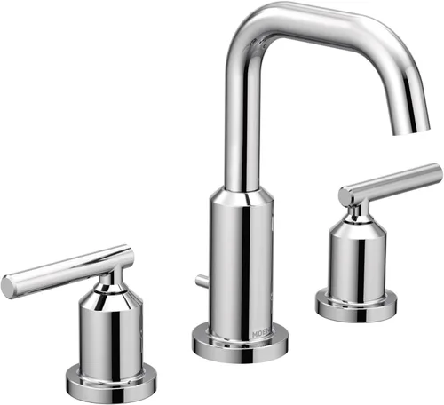 Moen Gibson Cromo Grifo de baño de arco alto de 8 pulgadas con dos manijas y montaje generalizado moderno, requiere válvula, T6142