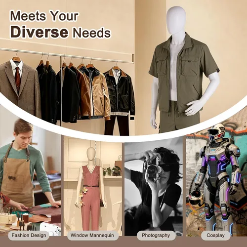 Miniatura 7 de Male Full Body Mannequin, Realistic Male Mannequin with Stand, Adjustable & Detachable Dress Form for Retail Clothing Display, Tailoring, Fashion