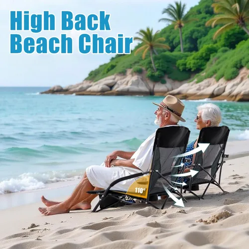 Miniatura 7 de Lamberia Silla de playa plegable para adultos, paquete de 2, sillas de playa bajas portátiles con capacidad de 300 libras, silla de camping ligera