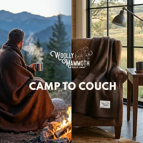 Miniatura 9 de Woolly Mammoth Woolen Company Manta de Lana - 66 x 90 pulgadas, Corteza, 80% Lana Merino - Mantas de Campamento para Clima Frío - Durabilidad