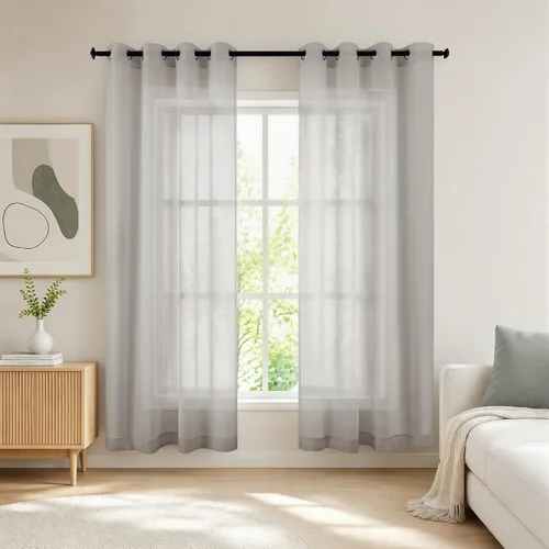 Miniatura 19 de KOUFALL Cortinas traslúcidas de 120 pulgadas de 2 paneles con ojales, juego extra largo de 10 pies de largo, cortinas altas para ventana grande, 52