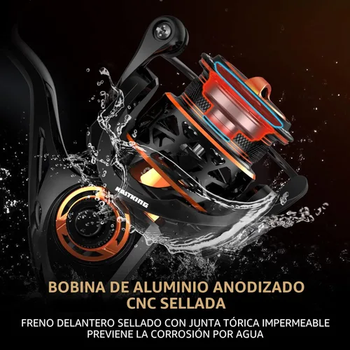 Miniatura 6 de KastKing Zephyr Spinning Reels – 7+1/6+1 BB – Carbon Fiber Drag – Stainless Steel Shaft – Aluminum & CNC Spool – Black/Green/Orange – Sizes 500/1000