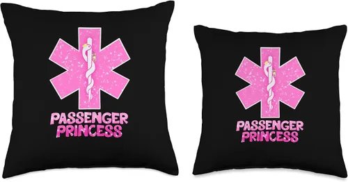 Miniatura 3 de The Funny Medic Co. EMS EMT - Almohada paramédica con diseño de princesa y estrella de la vida, 16 x 16 pulgadas, multicolor