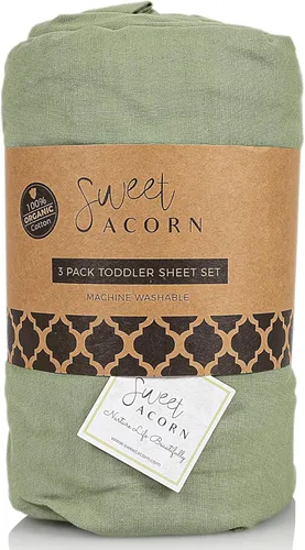 Miniatura 10 de Juego de ropa de cama de 3 piezas para niños pequeños, tejido de algodón orgánico, se adapta a cunas y colchones convertibles, 9 x 28 x 52 pulgadas