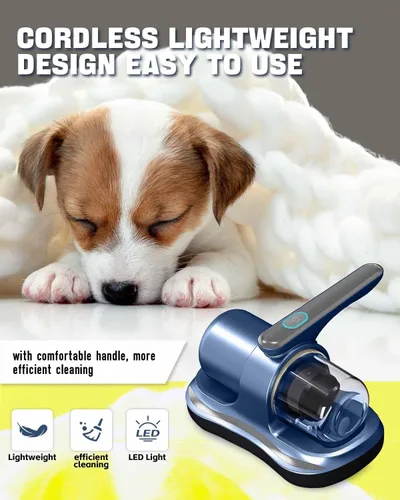 Miniatura 4 de Aspiradora de colchón, aspiradora de cama inalámbrica con desinfectante de luz UV, tecnología ultrasónica y de calefacción con 2 filtros HEPA