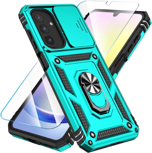 Miniatura 26 de SunStory Funda compatible con Samsung Galaxy A17 5G con protector de pantalla HD, cubierta de cámara deslizante y soporte de anillo giratorio, a