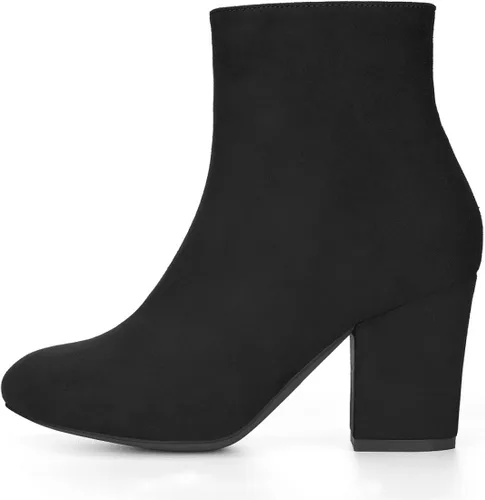 Miniatura 7 de Allegra K Botines de tacón grueso con punta redonda para mujer