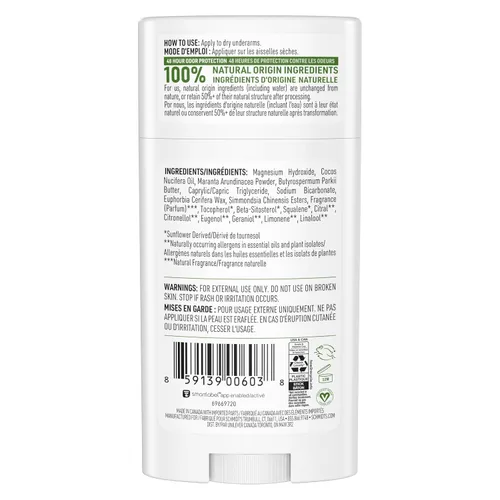 Miniatura 3 de Schmidt's Desodorante vegano sin aluminio bergamota y lima para mujeres y hombres, con protección contra olores las 24 horas, ingredientes
