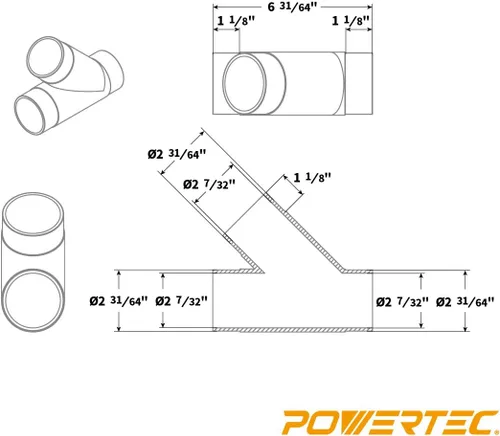 Miniatura 3 de POWERTEC 70228 - Conector de manguera de recogida de polvo con ajuste en Y de 2-1/2 pulgadas, color transparente (paquete de 2)