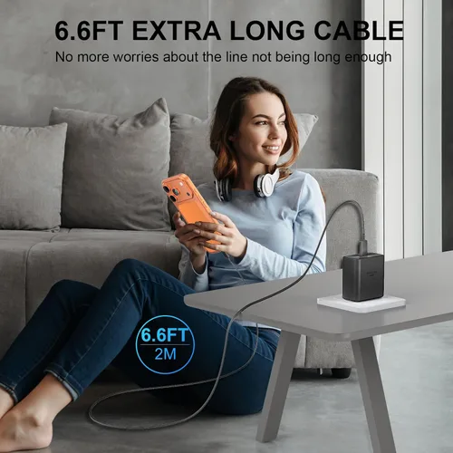 Miniatura 7 de Cargador para teléfono 17 16 Pro Max de carga rápida, 45 W USB C Phone 17 16 Bloque de carga súper rápido con cable de carga tipo C de 6.6 pies