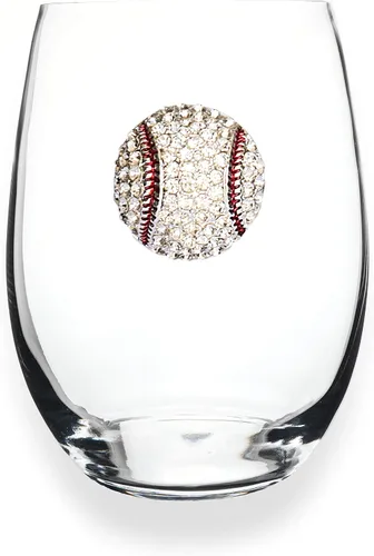 Miniatura 9 de THE QUEENS' JEWELS Copa de vino con tallo con joyas de pelota de tenis, 21 onzas, regalo único para mujeres, cumpleaños, lindo, divertido, sin