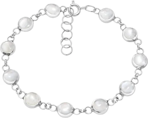 Miniatura 3 de AeraVida Pulsera de tenis de plata esterlina 925 con lapislázuli azul simulado y nácar 2 en 1, Resina