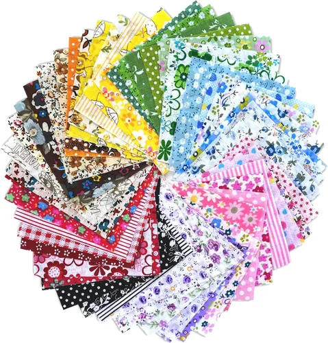 Miniatura 8 de 120 cuadrados de tela de algodón de 4 x 4 pulgadas, paquete de manualidades de costura para manualidades, para álbumes de recortes