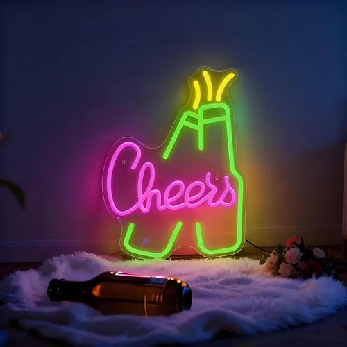 Miniatura 24 de Letrero de neón con texto en inglés «Happy Music» para decoración de pared, letras iluminadas para negocios, letreros de fiesta de cumpleaños