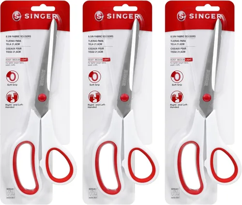 Miniatura 9 de SINGER Tijeras de tela con agarre cómodo, paquete de 1, rojo y blanco