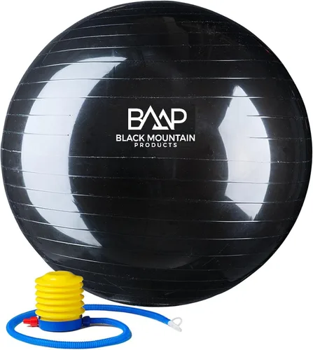 Black Mountain Products Bola de yoga de estabilidad para ejercicio, bomba de pie, tapón de bola, extractor de enchufe, capacidad de peso estática de