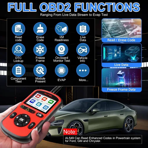Miniatura 3 de Autel AL549 OBD2 - Lector de código de escáner con diagnóstico ABS y prueba de batería, código de falla del motor de verificación y reinicio