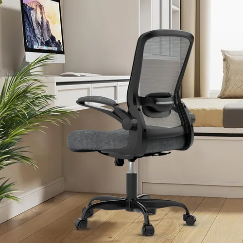 Miniatura 9 de Mimoglad Silla de oficina ergonómica – Silla de escritorio con reposabrazos abatibles y reclinable de 135°, soporte lumbar ajustable – Silla de Gris