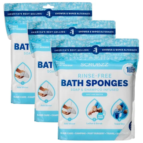 Miniatura 21 de Scrubzz Toallitas de baño desechables sin enjuague – Paquete de 25 – Toallitas de ducha todo en 1 de un solo uso, simplemente humedece, enjabona
