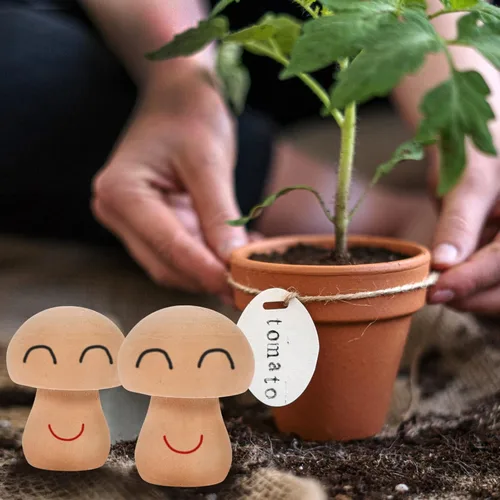 Miniatura 4 de EXCEART Juego de 30 piezas de hongos de madera naturales sin terminar con formas de hongos, figuras de hongos, mini muñecas de madera para artes y B