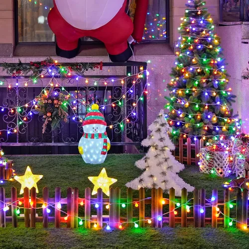 Miniatura 7 de JMEXSUSS 100 luces LED de Navidad a pilas para interiores y exteriores, impermeables, 33 pies, luces de globo en cadena con pilas con control Varios