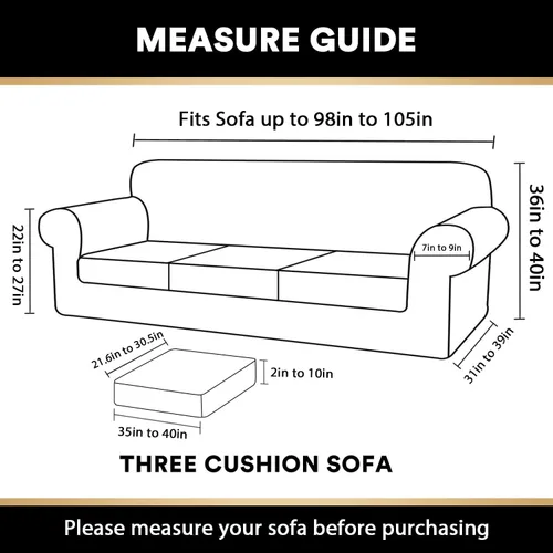 Miniatura 2 de PrinceDeco - Fundas de sofá de 4 piezas para sofá de 3 cojines de ancho de hasta 105 pulgadas de grosor, fundas suaves con 3 fundas de cojín Borgoña