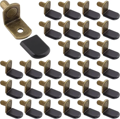 Biaungdo 30 clavijas de soporte para estantes, clips en forma de L de 1/4 pulgadas con funda de goma, clavijas de soporte de estante de gabinete