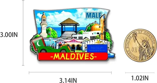 Miniatura 3 de Imán masculino de las Maldivas para nevera, de madera, 3D, monumentos, viajes, coleccionables, recuerdos, decoración hecha a mano, 2