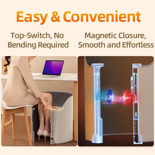 Miniatura 3 de Calentador eléctrico para debajo del escritorio, calentador de pies eléctrico para oficina y hogar, calentador de pies portátil silencioso con Gris