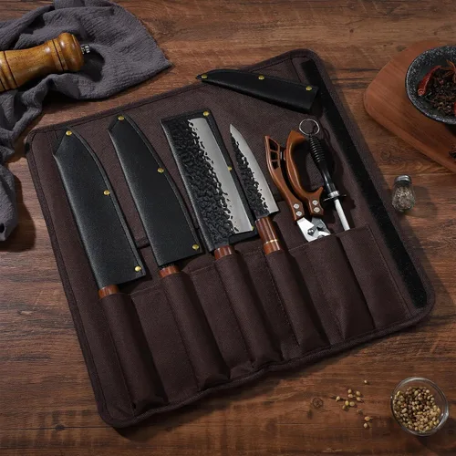 Miniatura 8 de Huusk Juego de cuchillos japoneses de 6 piezas con fundas - Juego de cuchillos de chef profesional con bolsa y afilador, juegos de cuchillos