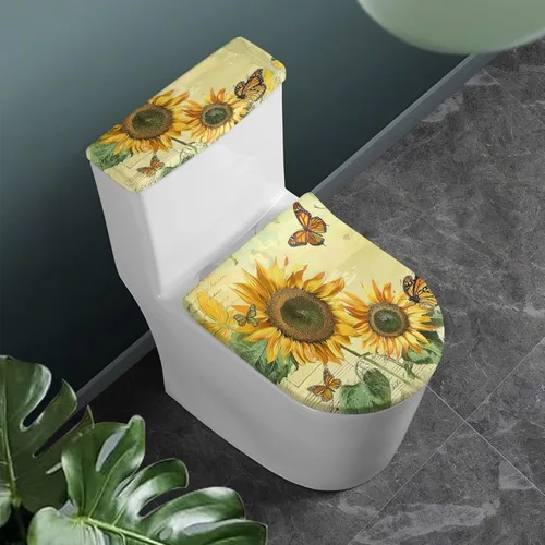 Miniatura 42 de Flashideas Juego de cubierta para tanque y tapa de inodoro con estampados de patas de perro coloridas - Elástico, se adapta a la mayoría de tanques