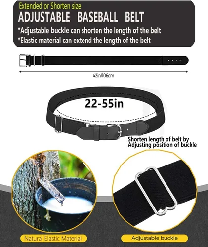 Miniatura 4 de Cinturón de béisbolsóftbol, cinturón de uniforme de tamaño ajustable para hombres, niños y jóvenes