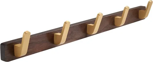 Miniatura 13 de Perchero montado en la pared, perchero colgante de entrada, riel para abrigos de metal y madera con 3 ganchos rústicos para abrigo, bufanda, bolsa