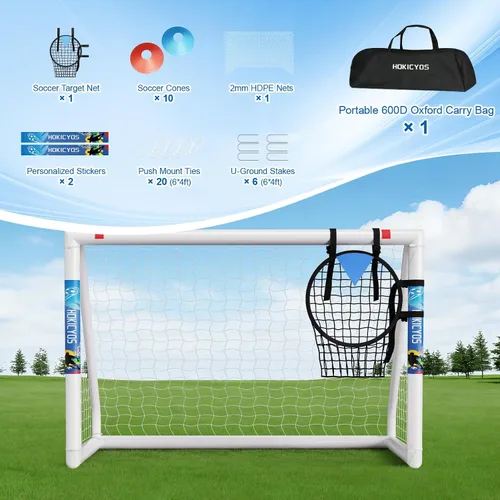 Miniatura 4 de Soccer Goal for Backyard 10×6.5, 8×6 and 6×4 FT Soccer Goals Weatherproof and Portable HPVC Soccer Goal with Soccer Target Net and Carry Bag for