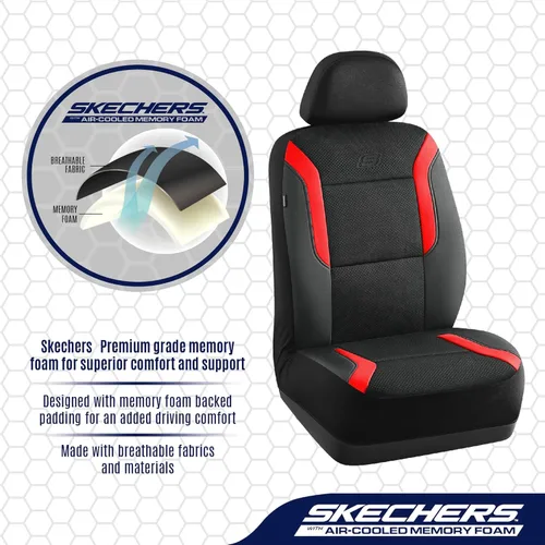 Miniatura 5 de Fundas de asiento de coche de espuma viscoelástica Skechers, fundas de asiento gruesas de malla Air Cool, fundas de asiento de coche para asientos