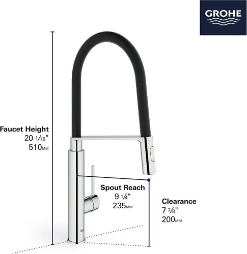 Miniatura 5 de GROHE 31492DC0 Concetto Semi-Pro Grifo de cocina con rociador extraíble Supersteel (acero inoxidable)