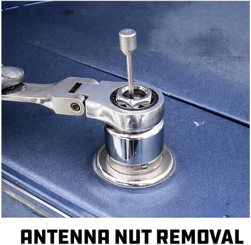 Miniatura 4 de Powerbuilt Juego de herramientas de extracción e instalación de radio y antena, llaves de extracción de sistema estéreo para automóvil, 19 piezas