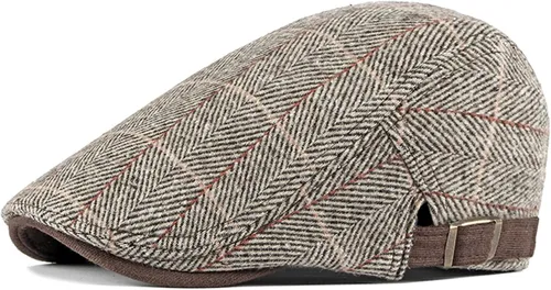 Miniatura 14 de meioro Gorra Plana de Algodón para Hombre Sombrero Newsboy de Tweed Espiga Sombreros Ajustables de Mezcla de Lana Gorras Gatsby Cabbie Ivy